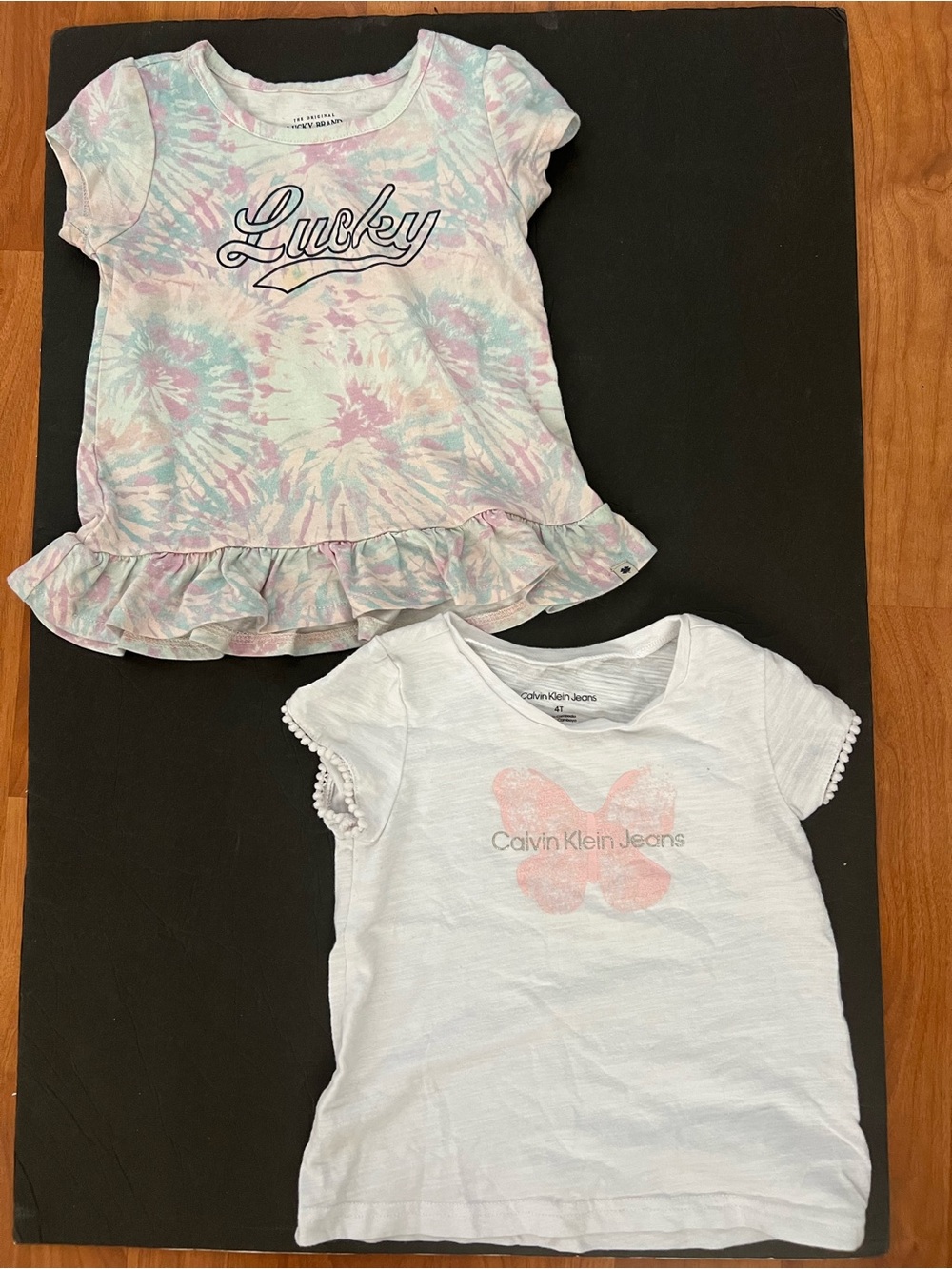 4T toddler girl t-shirt tee Bundle of 2 Lucky Calvin Klein Jeans NWOT